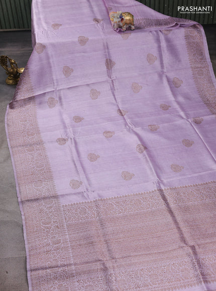 Pastel Lavender Banarasi Raw Silk Saree - Buttas