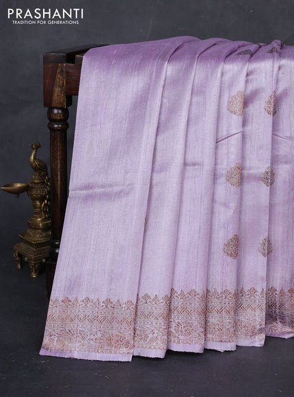 Pastel Lavender Banarasi Raw Silk Saree - Buttas