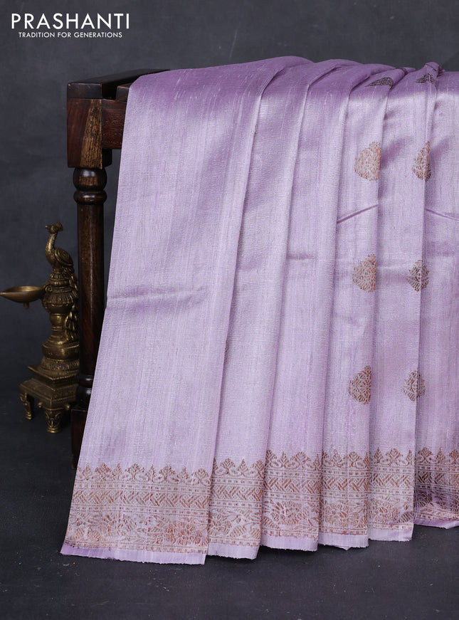 Pastel Lavender Banarasi Raw Silk Saree - Buttas