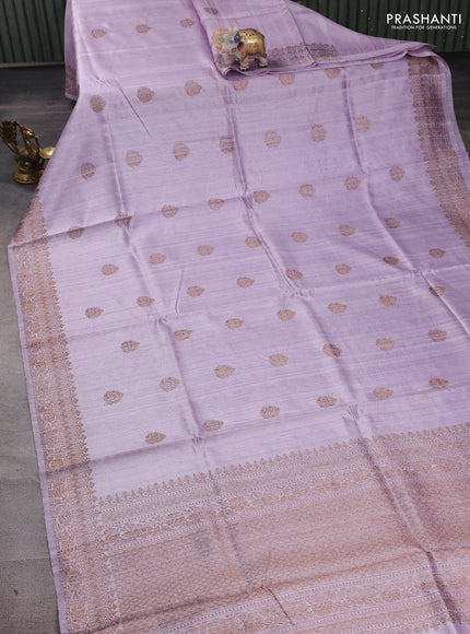 Pastel Lavender Banarasi Raw Silk Saree - Buttas