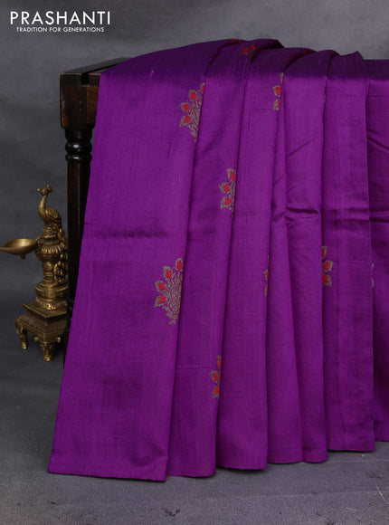 Purple & Violet Banarasi Raw Silk Saree - Buttas