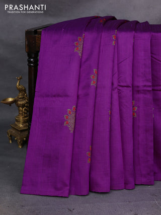 Purple & Violet Banarasi Raw Silk Saree - Buttas