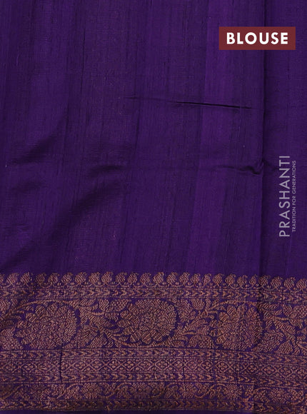 Green & Violet Banarasi Raw Silk Saree - Buttas