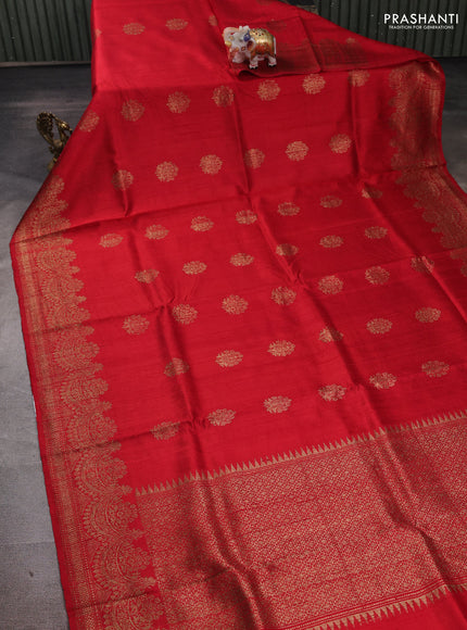 Red Banarasi Raw Silk Saree - Buttas