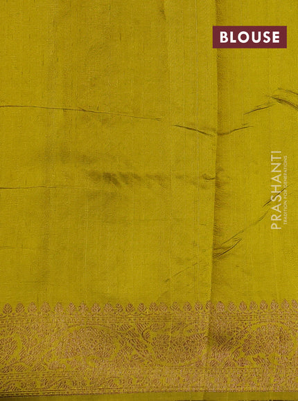 Lime Green Banarasi Raw Silk Saree - Buttas