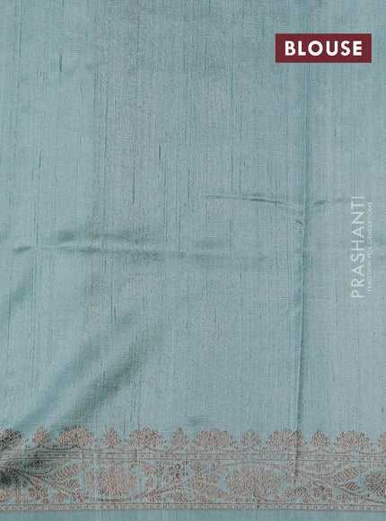 Pastel Blue &  Banarasi Raw Silk Saree - Buttas