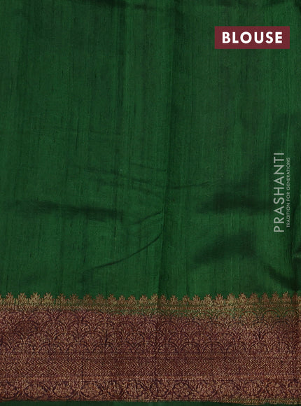 Wine  & Green Banarasi Raw Silk Saree - Buttas
