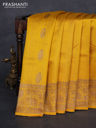Yellow Banarasi Raw Silk Saree - Buttas