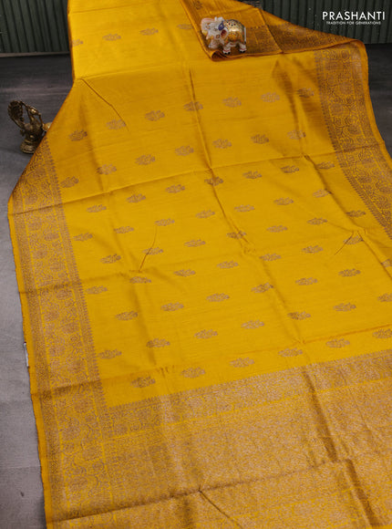 Yellow Banarasi Raw Silk Saree - Buttas