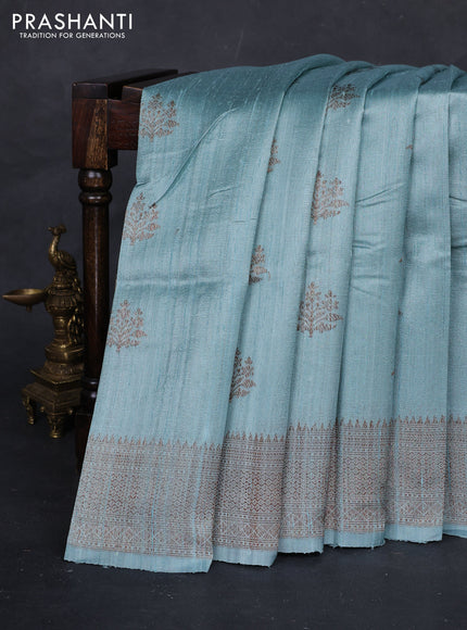 Pastel Blue Banarasi Raw Silk Saree - Buttas