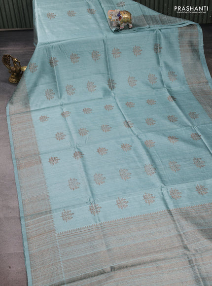 Pastel Blue Banarasi Raw Silk Saree - Buttas