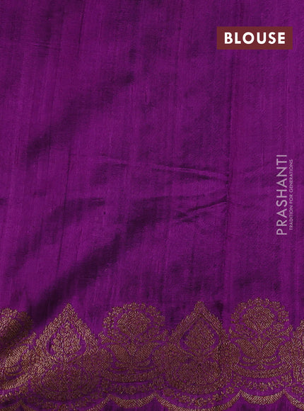 Blue & Purple Banarasi Raw Silk Saree - Buttas