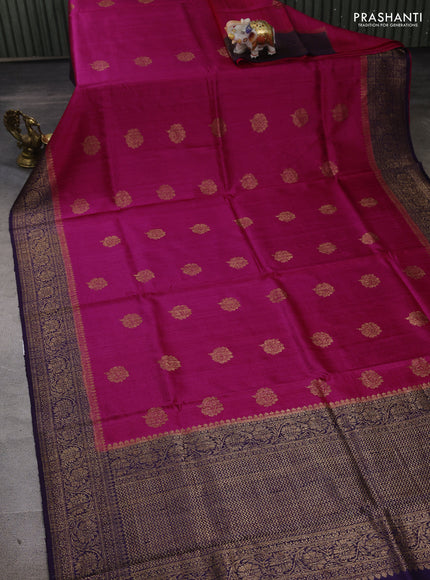 Pink & Purple Banarasi Raw Silk Saree - Buttas