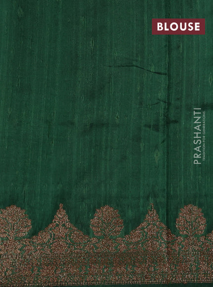Wine  & Green Banarasi Raw Silk Saree - Buttas