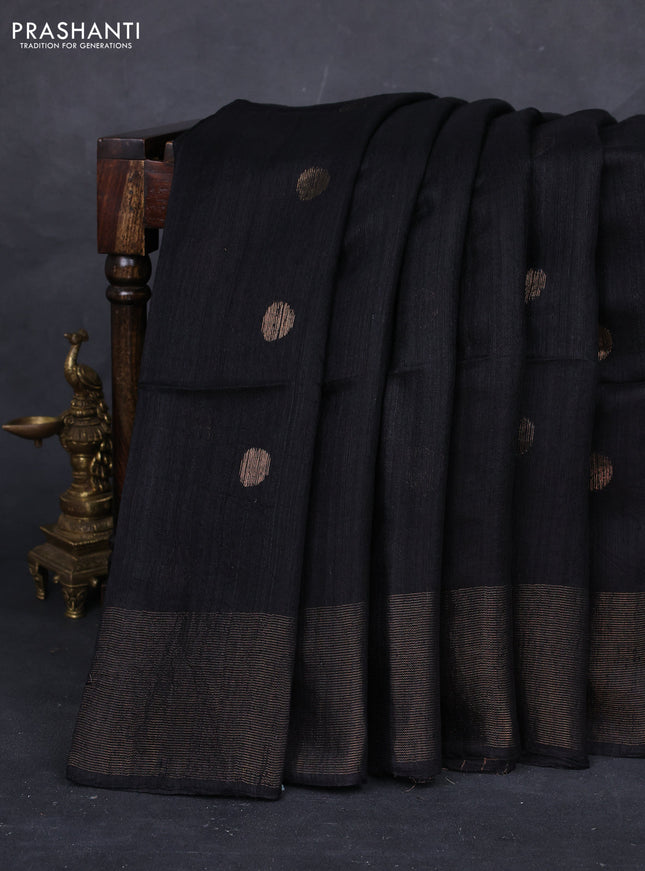 Black Matka Tussar Silk - Coin Butta