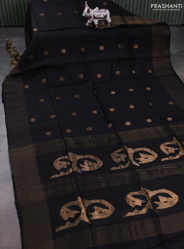 Black Matka Tussar Silk - Coin Butta