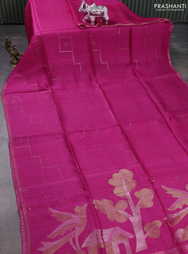 Pink Matka Tussar Silk - Sequences
