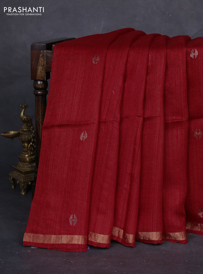Red Matka Tussar Silk - Buttas