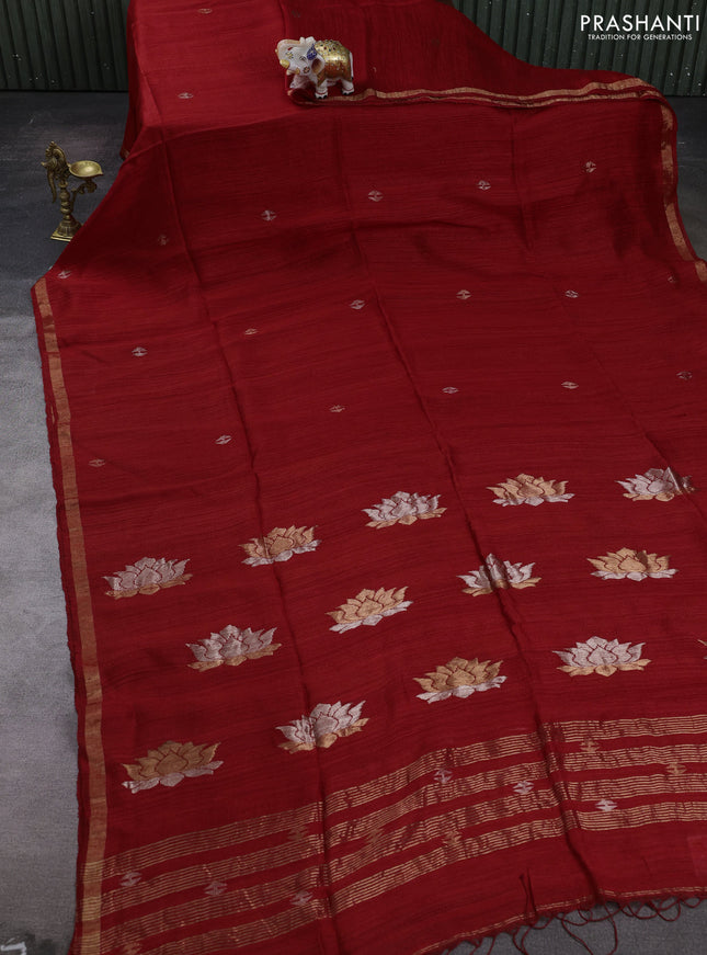 Red Matka Tussar Silk - Buttas