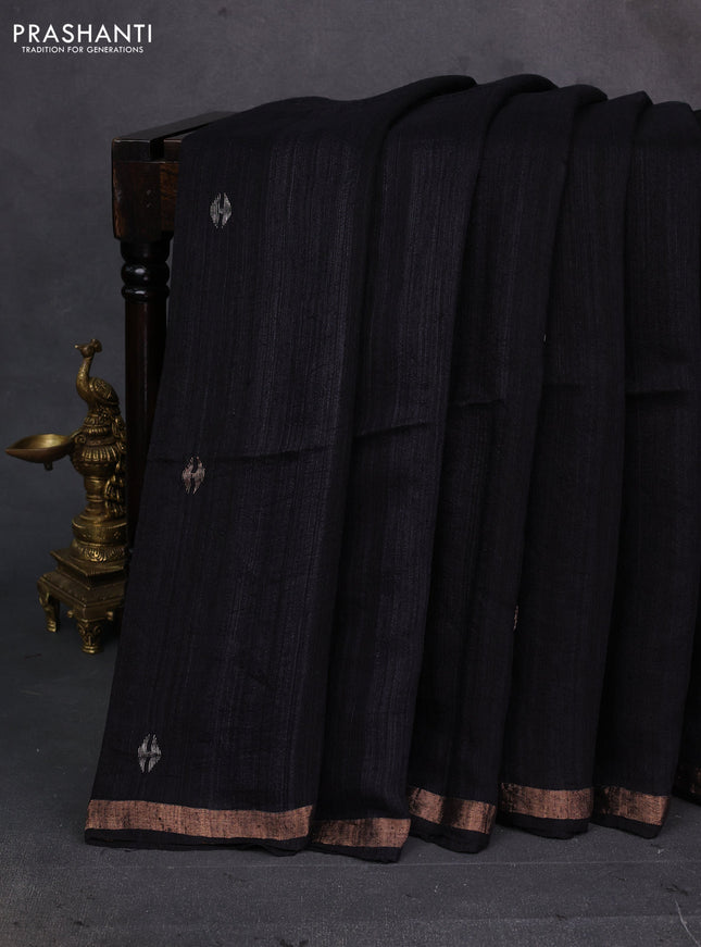 Black Matka Tussar Silk - Buttas
