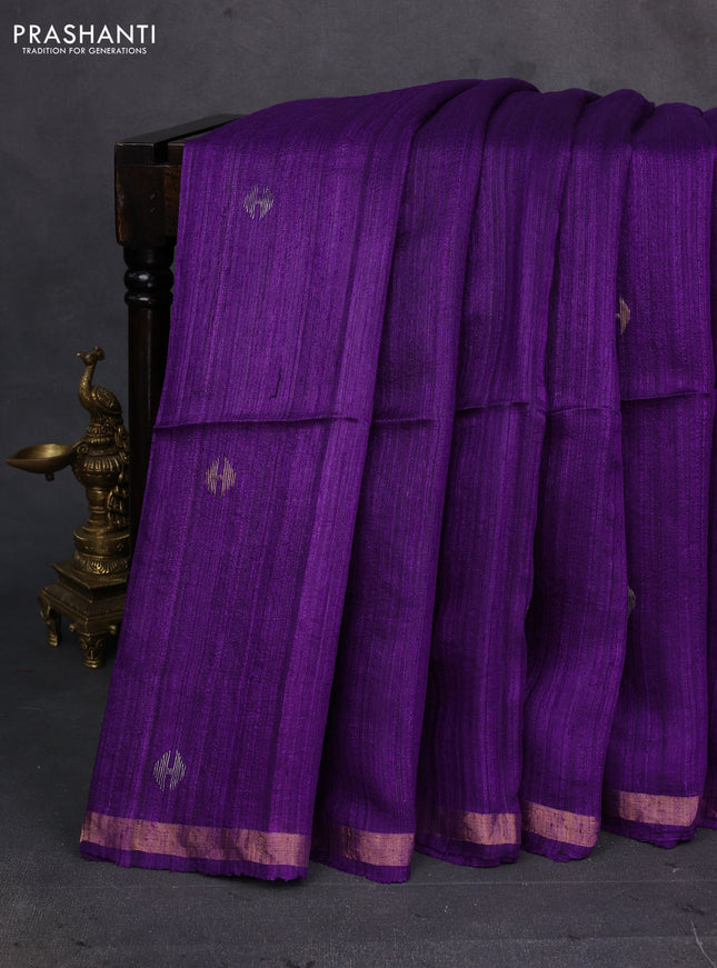 Purple Matka Tussar Silk - Buttas