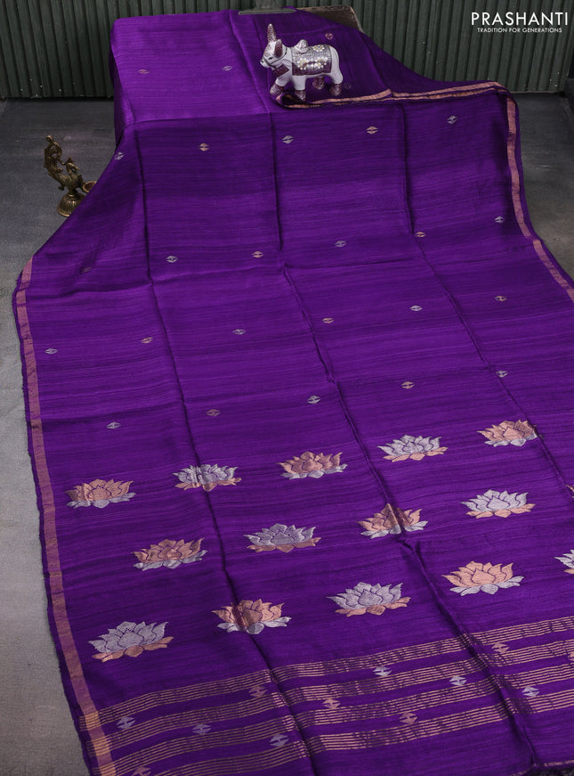 Purple Matka Tussar Silk - Buttas
