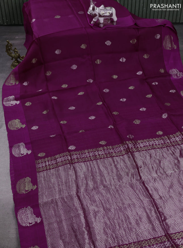 Magenta Pink Matka Tussar Silk - Buttas