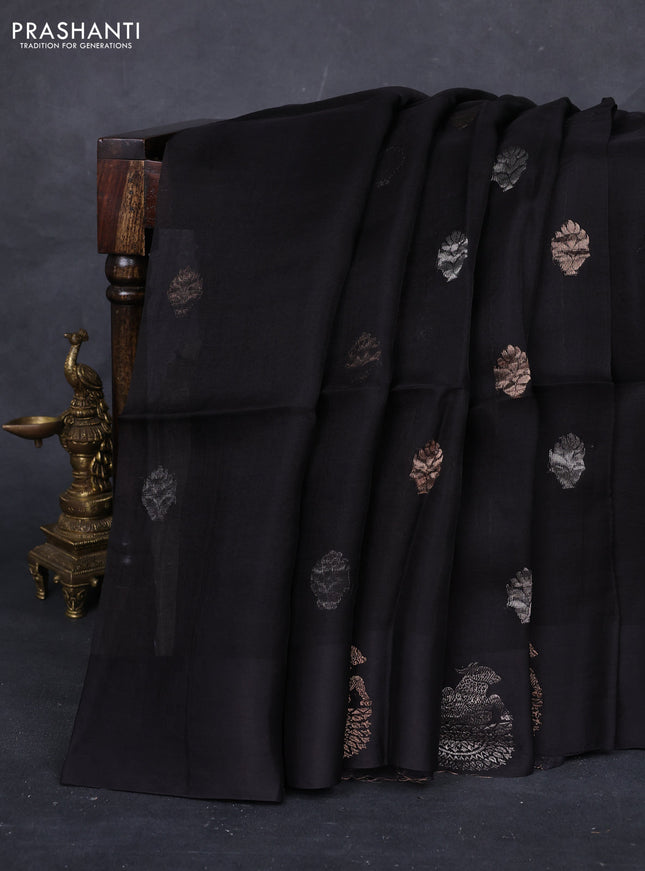 Black Matka Tussar Silk - Buttas