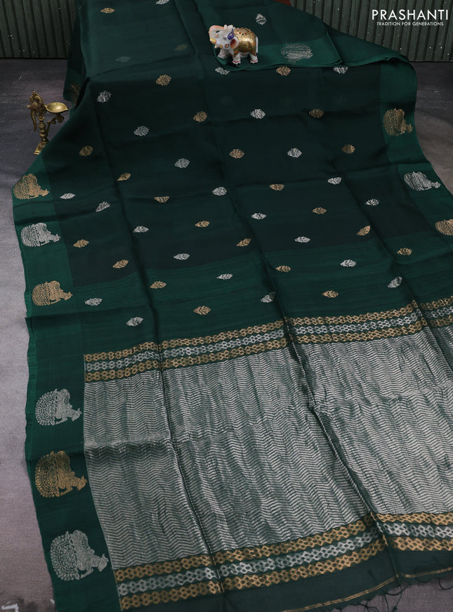Green Matka Tussar Silk - Buttas