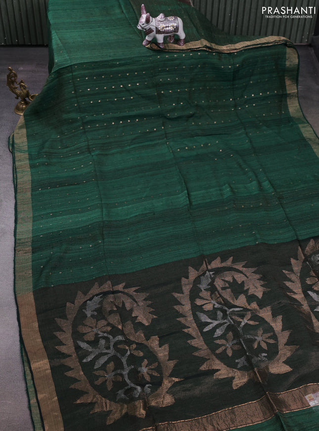 Green Matka Tussar Silk - Sequences