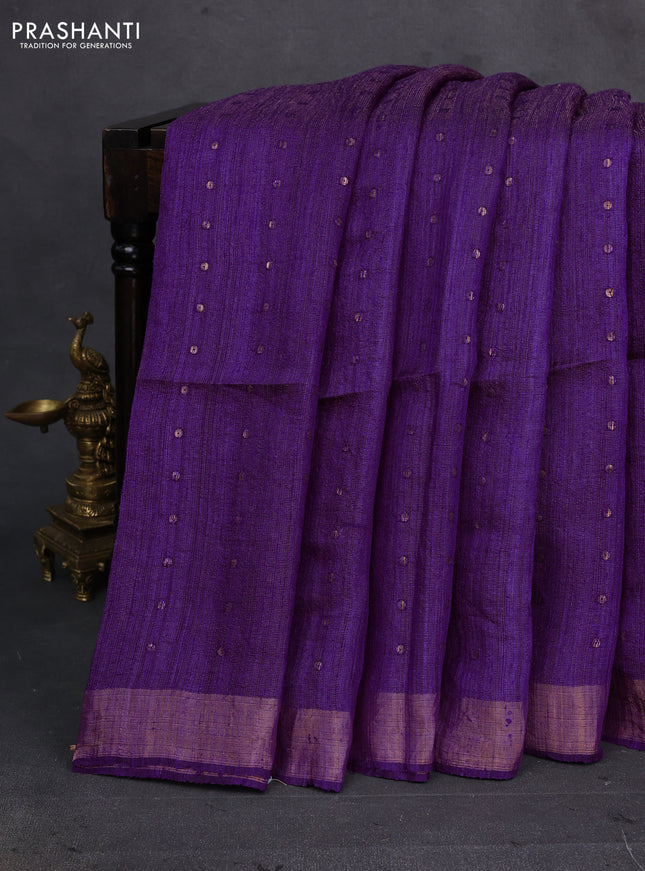 Purple Matka Tussar Silk - Sequences