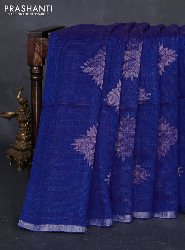 Royal Blue Matka Tussar Silk - Buttas
