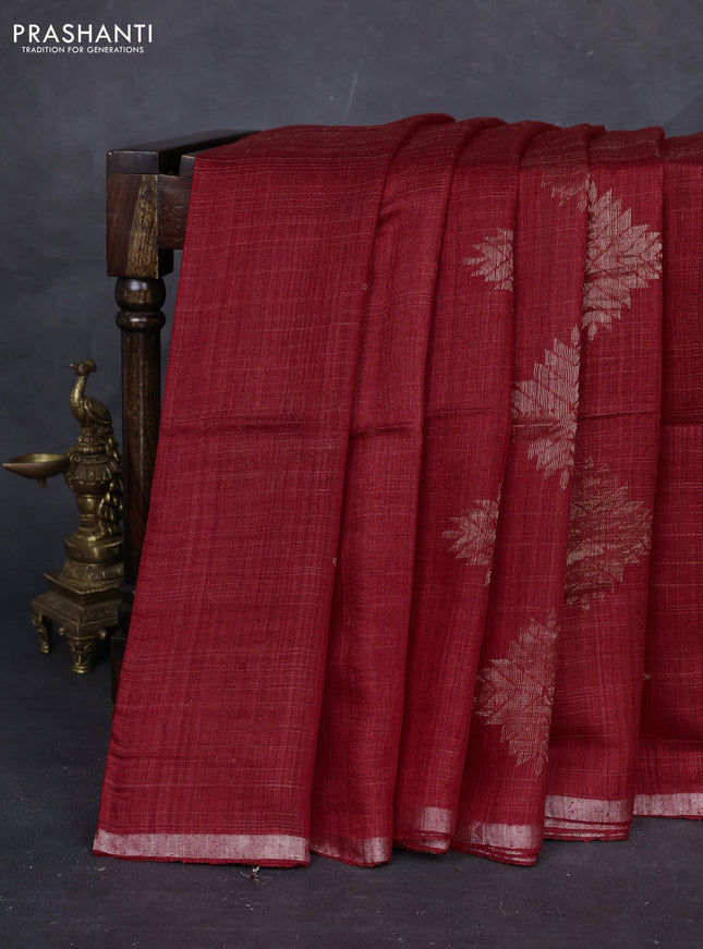 Red Matka Tussar Silk - Buttas