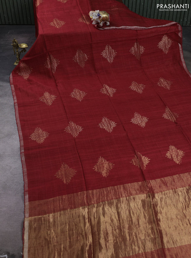 Red Matka Tussar Silk - Buttas