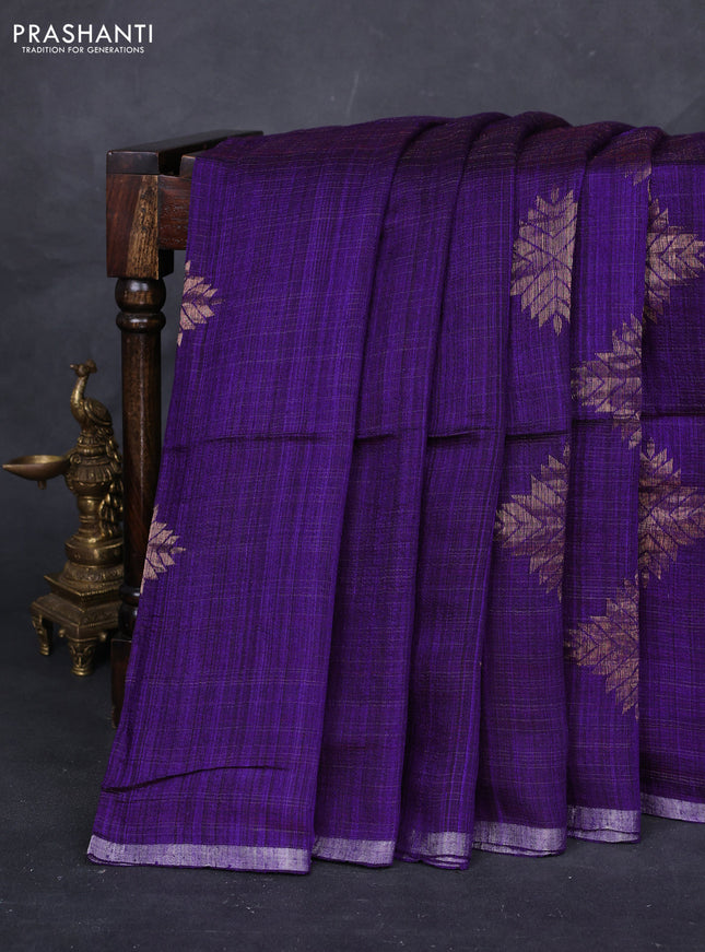 Purple Matka Tussar Silk - Buttas
