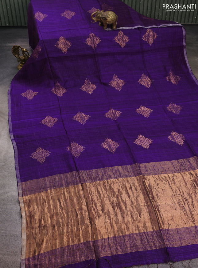 Purple Matka Tussar Silk - Buttas