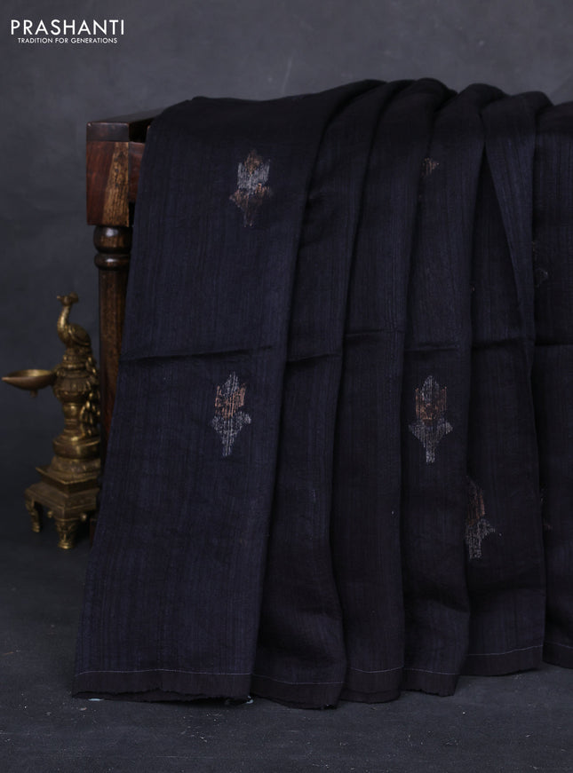 Black Matka Tussar Silk - Buttas