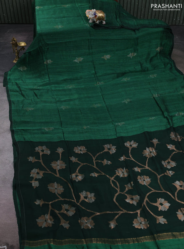 Green Matka Tussar Silk - Buttas