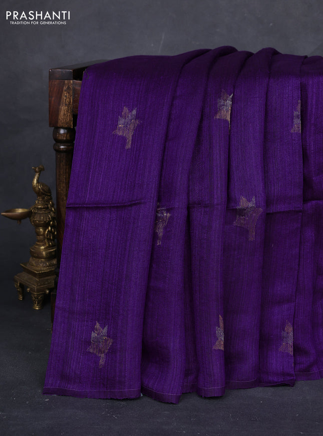 Purple Matka Tussar Silk - Buttas