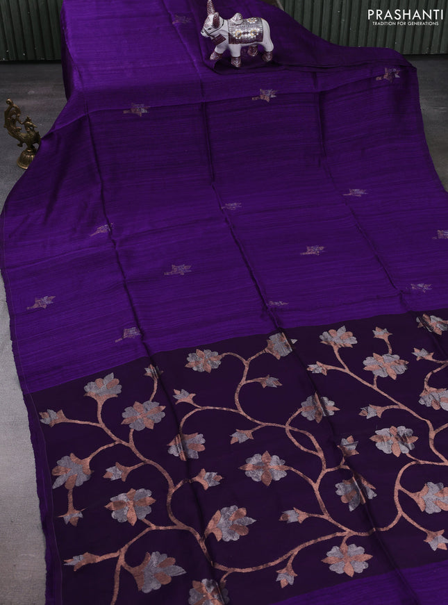 Purple Matka Tussar Silk - Buttas