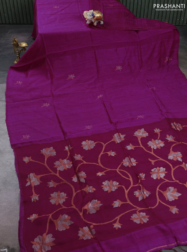 Magenta Pink Matka Tussar Silk - Buttas