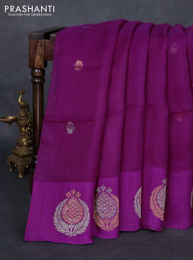 Magenta Pink Matka Tussar Silk - Buttas