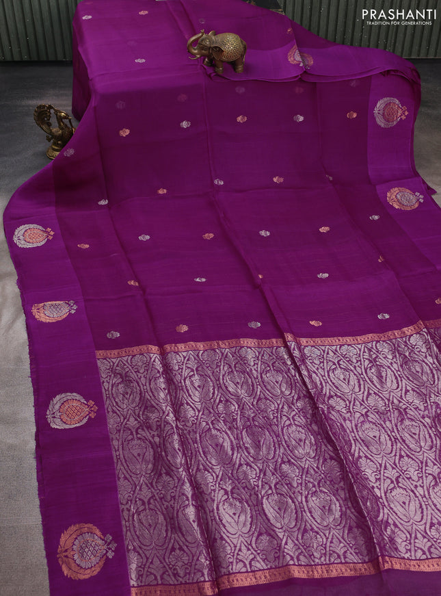 Magenta Pink Matka Tussar Silk - Buttas