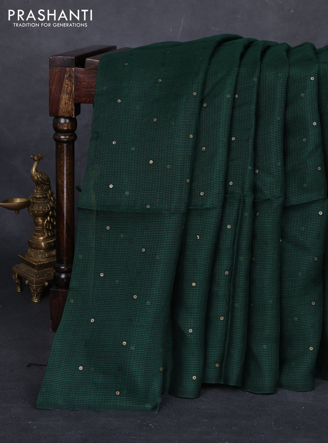Green Matka Tussar Silk - Sequences