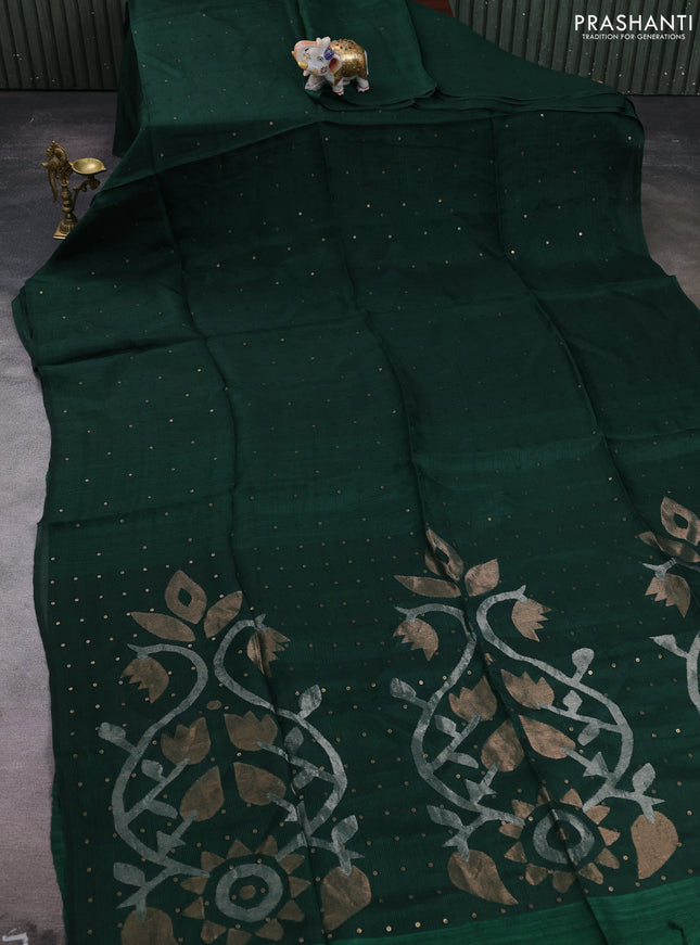 Green Matka Tussar Silk - Sequences