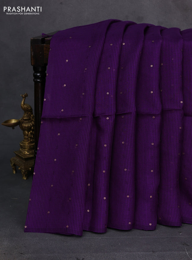 Purple Matka Tussar Silk - Sequences