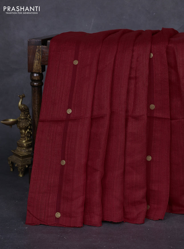Red Matka Tussar Silk - Coin Butta