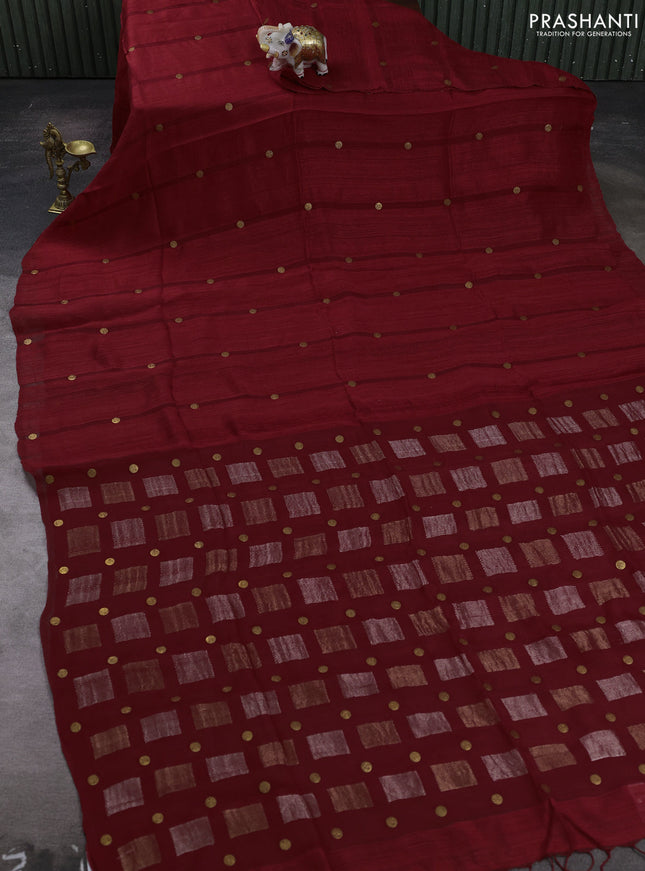 Red Matka Tussar Silk - Coin Butta