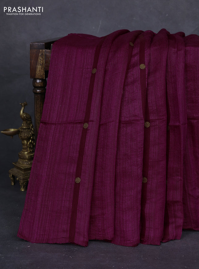 Magenta Pink Matka Tussar Silk - Coin Butta