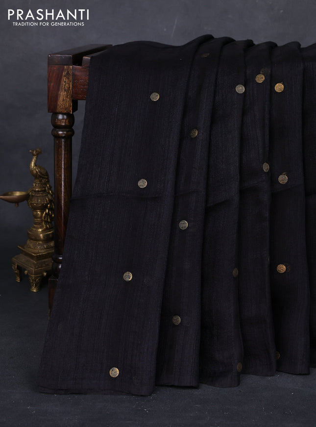 Black Matka Tussar Silk - Coin Butta